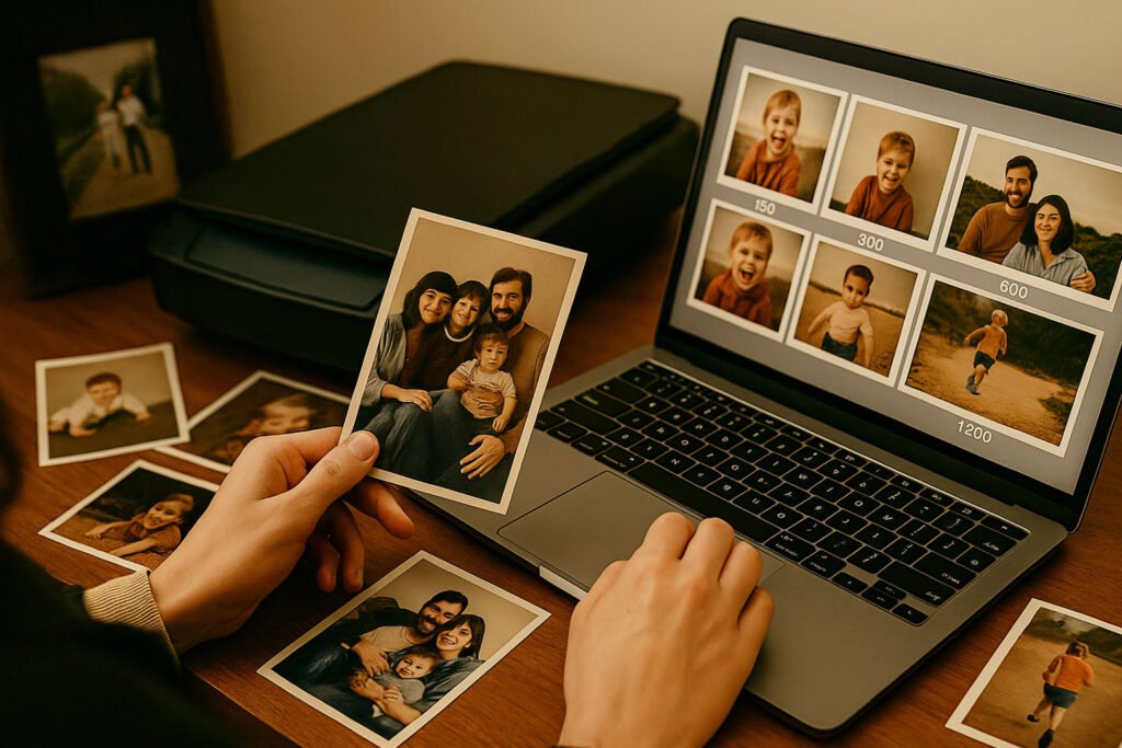 Una mujer digitalizando sus recuerdos familiares
